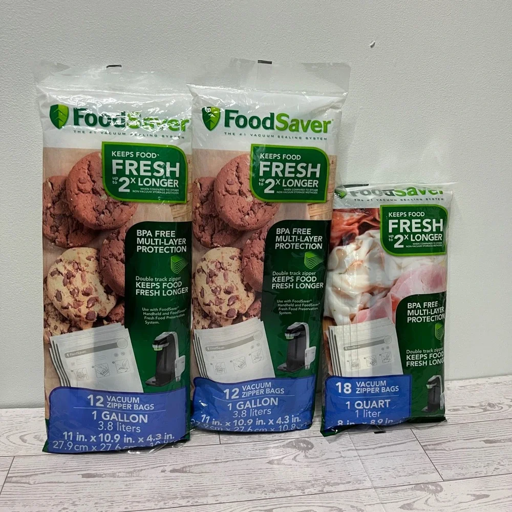 FoodSaver Vacuum Zipper‎ Bags Bundle 1 Gallon and 1 Quart BPA Free Fresh